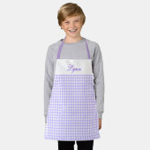 Tablier Classique Gingham Violet & Blanc | Nom Personnalis (Porté)