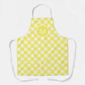 Tablier Classique jaune clair En vichy Motif Monogramme (Recto)