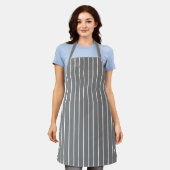 Tablier Classique moderne gris foncé et fines rayures blan (Porté)