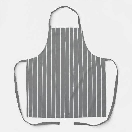 Tablier Classique moderne gris foncé et fines rayures blan (Recto)