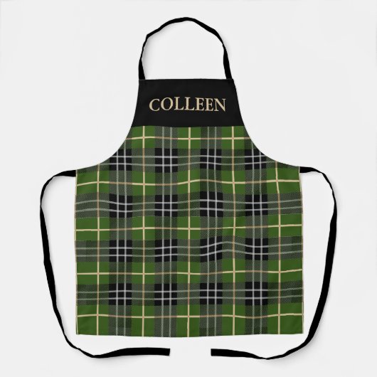 Tablier Classique Rustique Tartan Vert Plaid Noël (Recto)