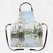 Tablier Claude Monet. Navires à cheval sur la Seine à Roue (Recto)