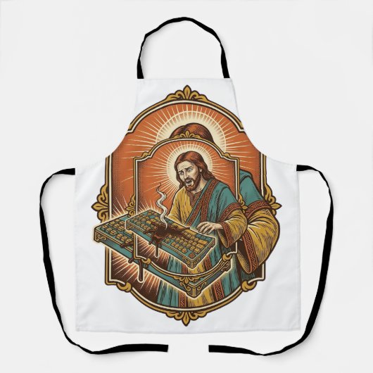 Tablier Clavier Mécanique Cassé par un Café Jésus Technolo (Recto)
