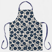 Tablier Clean monochrome wildflowers in navy on cream (Recto)
