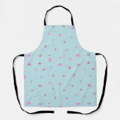 Tablier Clear Aqua Light Pink Cosmos Floral Pattern (Recto)