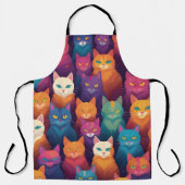 Tablier Clowder de chats colorés (Recto)