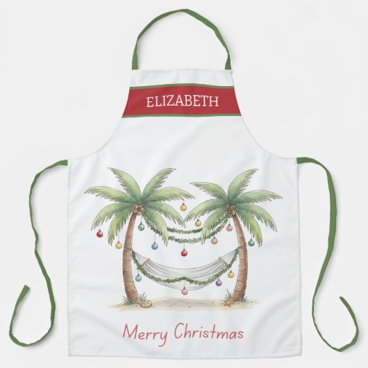 Tablier Coastal Christmas Palm Trees With Hammock (Recto)