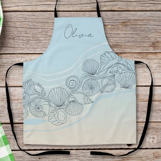 Tablier Coastal Seashell Line Art