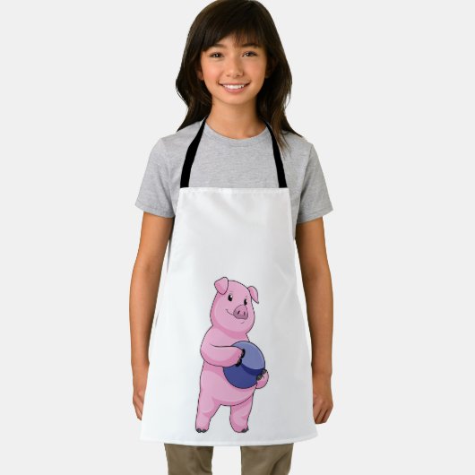 Tablier Cochon à Bowling avec balle de Bowling (Insitu)