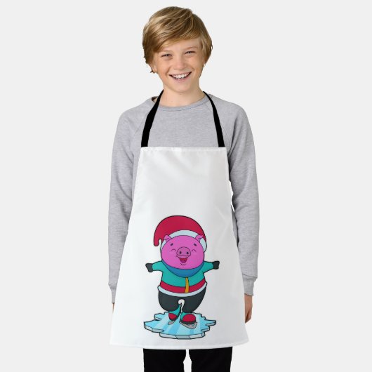 Tablier Cochon à Patinage sur glace avec patins sur glace (Porté)