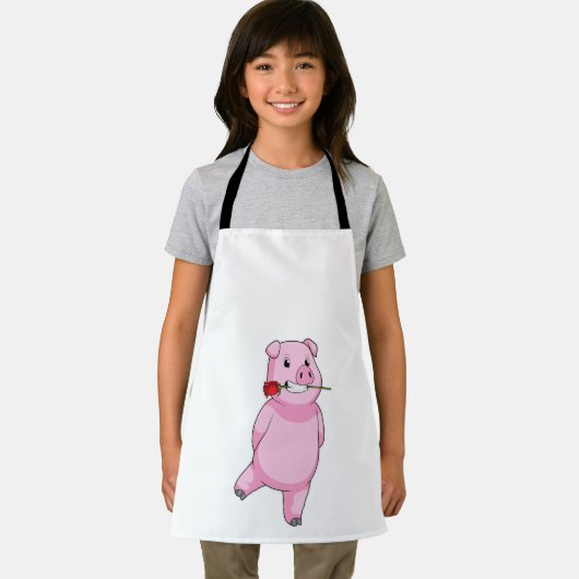 Tablier Cochon avec fleur Rose (Insitu)