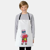 Tablier Cochon en boîte avec gants de boxe (Porté)