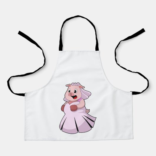 Tablier Cochon en mariée avec robe Mariage.PNG (Recto)