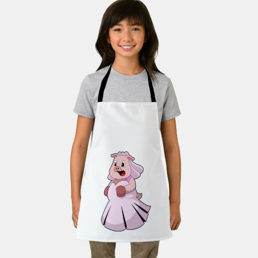 Tablier Cochon en mariée avec une robe de mariée.PNG (Insitu)