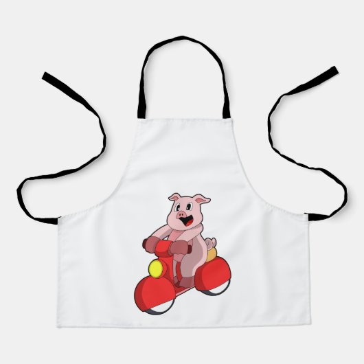 Tablier Cochon en vélo avec Scooter (Recto)