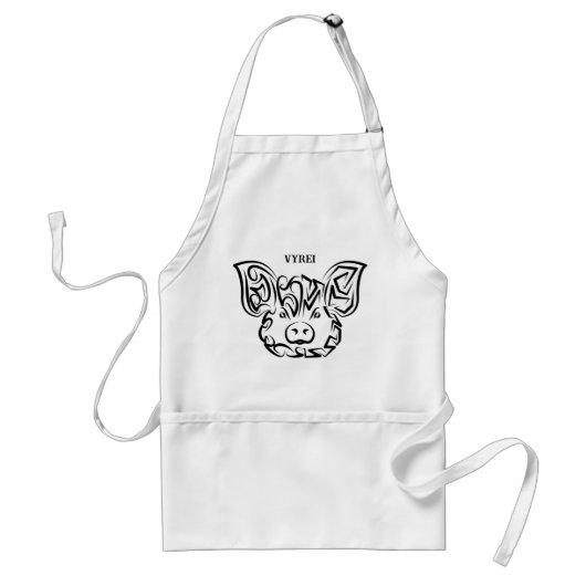 Tablier Cochon tribal noir et blanc (Devant)
