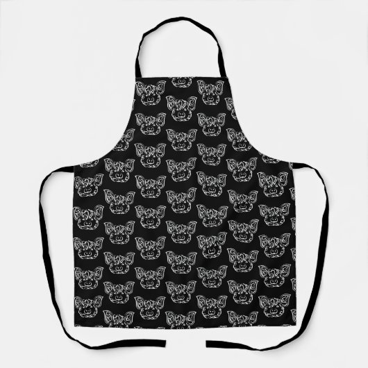 Tablier Cochon tribal noir et blanc (Recto)