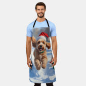 Tablier Cockapo coule en neige avec Casquette de Noël (Porté)