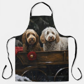 Tablier Cockapoo Traîneau enneigé Décoration de Noël (Recto)