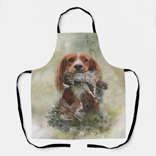 Tablier Cocker Spaniel avec perdrix gris (Recto)