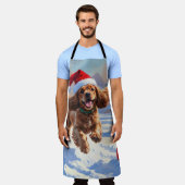 Tablier Cocker Spaniel coule dans la neige avec le Casquet (Porté)