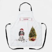 Tablier Cocker Spaniel Funny Chien de Noël avec arbre (Recto)