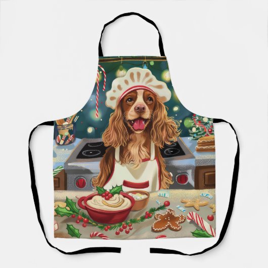 Tablier Cocker Spaniel Gîtes : Noël Festif (Recto)