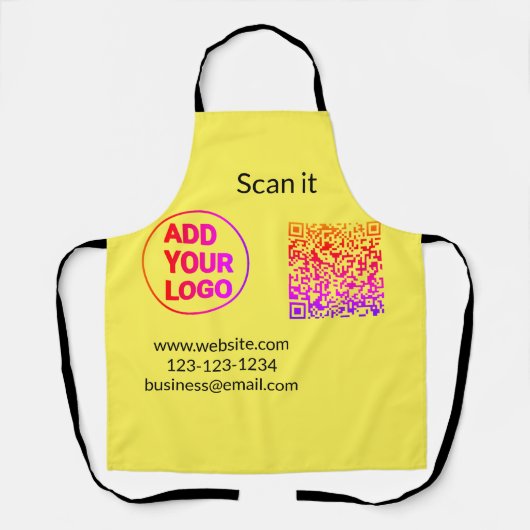 Tablier Code QR minimal simple ajouter logo scanner nom du (Recto)