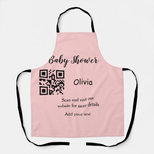 Tablier Code QR simple pour baby shower avec nom texte tro (Recto)