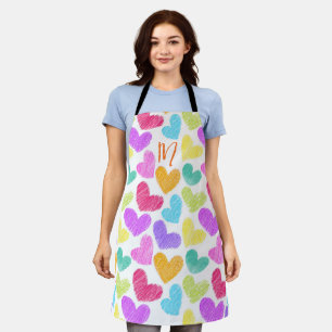 Tablier Coeur coloré mignon Pastel Valentine Love Monogram