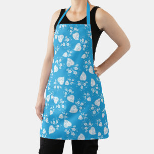 Tablier Coeur de fleur bleu avec fleurs motif
