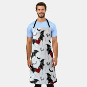 Tablier Coeur d'Halloween avec ailes de chauve-souris noir (Porté)