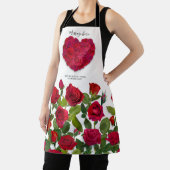 Tablier Cœur Floral Romantique Rose Rouge Texte Personnali (Insitu)