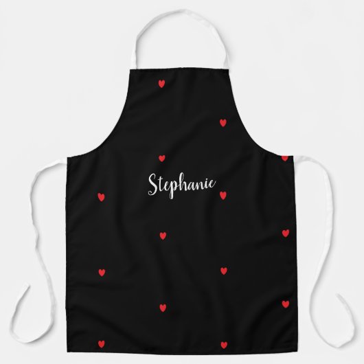 Tablier Coeur Motif Rouge Noir Nom Modèle mignon 2023 (Recto)