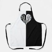 Tablier Coeur noir et blanc en fibre (Recto)