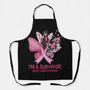 Tablier Coeur papillon rose Je suis un survivant Cancer du