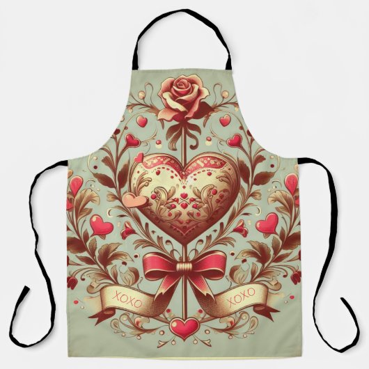Tablier Coeur vintage Valentine's day xoxo (Recto)