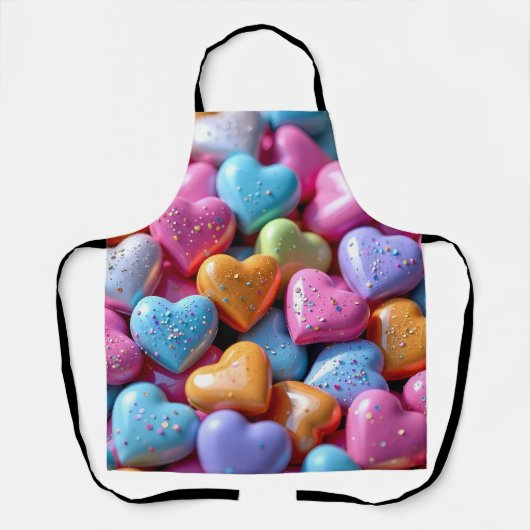 Tablier Cœurs Amoureux de Bonbons Colorés (Recto)