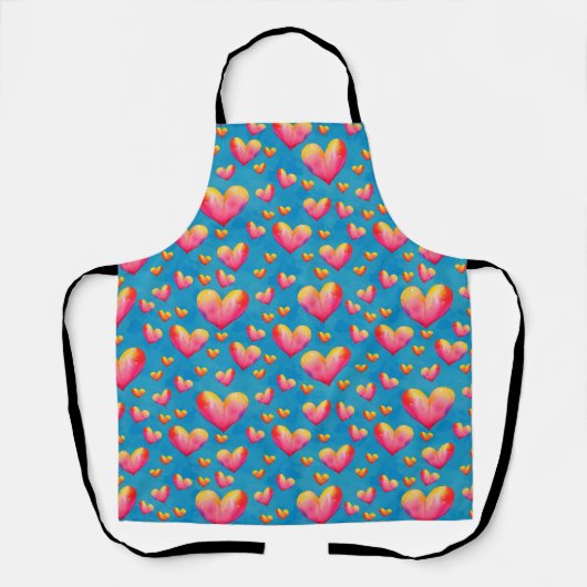 Tablier coeurs aquarelle multicolore (Recto)