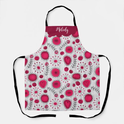 Tablier Coeurs blancs blancs blancs blancs Whimsical fleur (Recto)