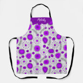 Tablier Coeurs blancs violet blanc Whimsical fleurs nom fl (Recto)