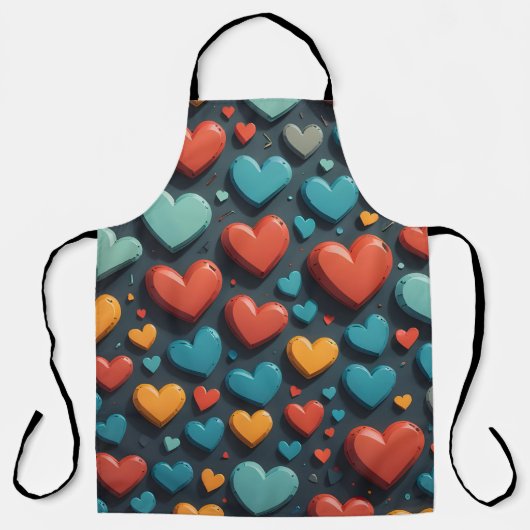 Tablier Coeurs colorés, art Valentin (Recto)