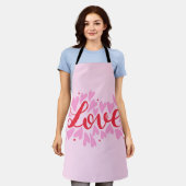 Tablier Coeurs d'amour - rose et rouge (Porté)
