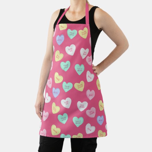 Tablier Cœurs de bonbons rétro de la Saint-Valentin sur fo (Insitu)