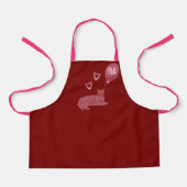 Tablier Coeurs de chats roses mignons Monogramme (Recto)