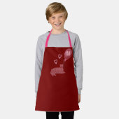 Tablier Coeurs de chats roses mignons Monogramme (Porté)