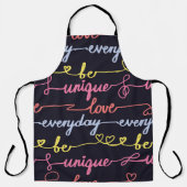 Tablier Coeurs de filles, mots motif sans couture. (Recto)