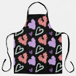 Tablier Cœurs de la Saint-Valentin Motif Violet Dessiné à