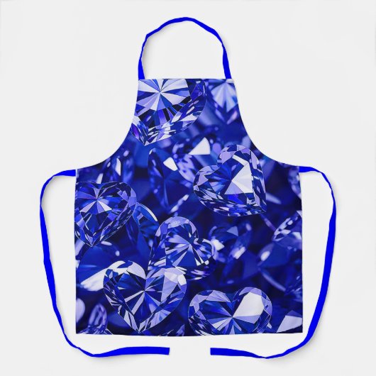 Tablier Coeurs Diamants en cristal bleu (Recto)