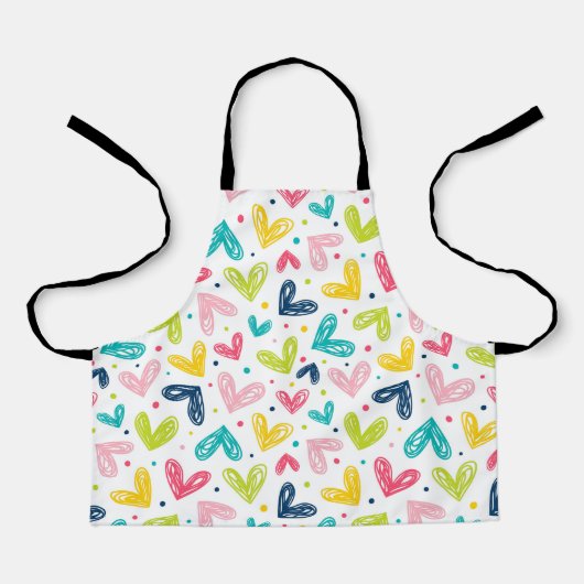 Tablier Coeurs et points en style doodé (Recto)